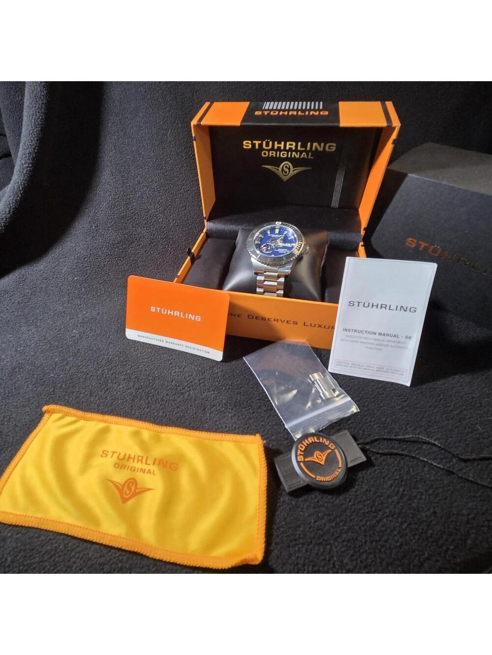 Stuhrling Original Blue Dial Stainless Steel Watch